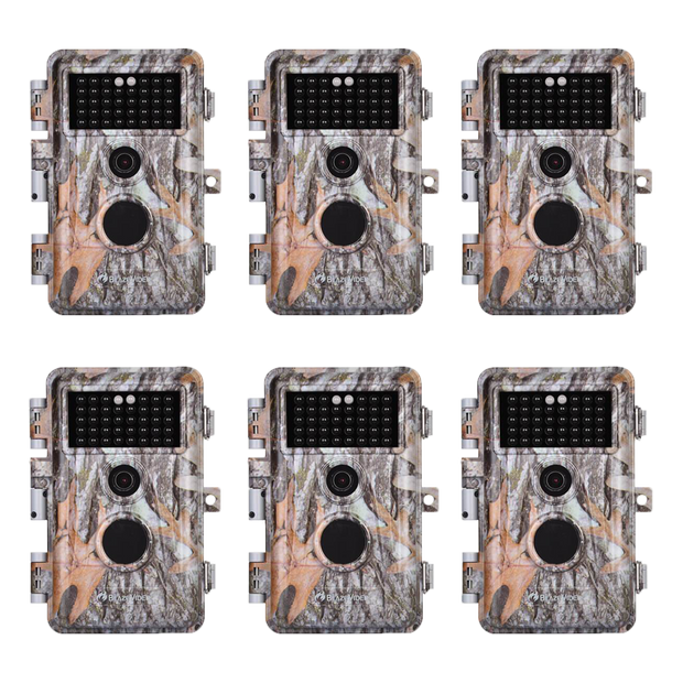 6-Pack Game & Trail Wildlife Cams for Observation & Home Security 24MP 1296P Video Night Vision No Flash Motion Activated Waterproof | A262