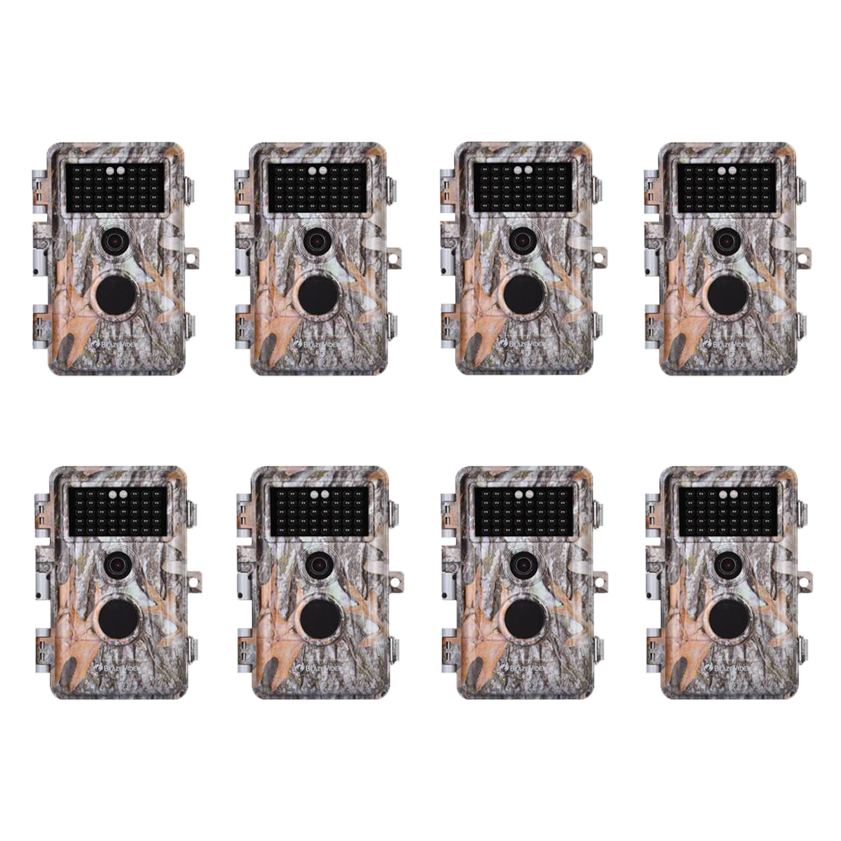 8-Pack 64MP 2304x1296P Video Stealthy Camouflage Wildlife Trail Cameras Night Vision No Flash Infrared Motion Activated Waterproof Photo & Video Model | A252 Driftwood Bark