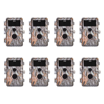 8-Pack 64MP 2304x1296P Video Stealthy Camouflage Wildlife Trail Cameras Night Vision No Flash Infrared Motion Activated Waterproof Photo & Video Model | A252 Driftwood Bark