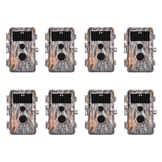 8-Pack 64MP 2304x1296P Video Stealthy Camouflage Wildlife Trail Cameras Night Vision No Flash Infrared Motion Activated Waterproof Photo & Video Model | A252 Driftwood Bark