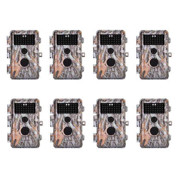 8-Pack Stealthy Camouflage Wildlife Trail Cameras 24MP 2304x1296P Video Night Vision No Flash Infrared Motion Activated Waterproof Photo & Video Model