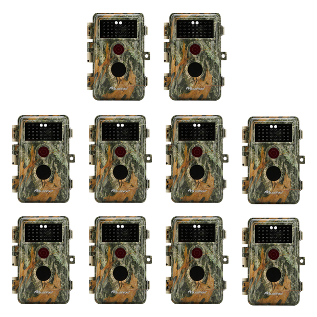 10-Pack Camouflage Game Trail Deer Cameras 32MP 1296P Video Black Flash Night Vision Time Lapse Motion Activated Waterproof Password Protected