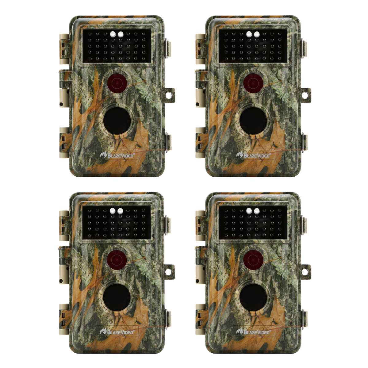4-Pack No Glow Game Trail & Field Tree Cameras 64MP 2304x1296P MP4 Video Stealthy Camouflage Night Vision Motion Activated Time Lapse Multi-shot Mode for Wildlife Monitoring | A252 Matte Olive Drab