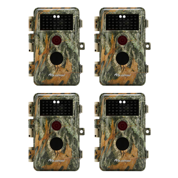 4-Pack No Glow Game Trail & Field Tree Cameras Stealthy Camouflage 32MP 2304x1296P MP4 Video Night Vision Motion Activated Time Lapse Multi-shot Mode