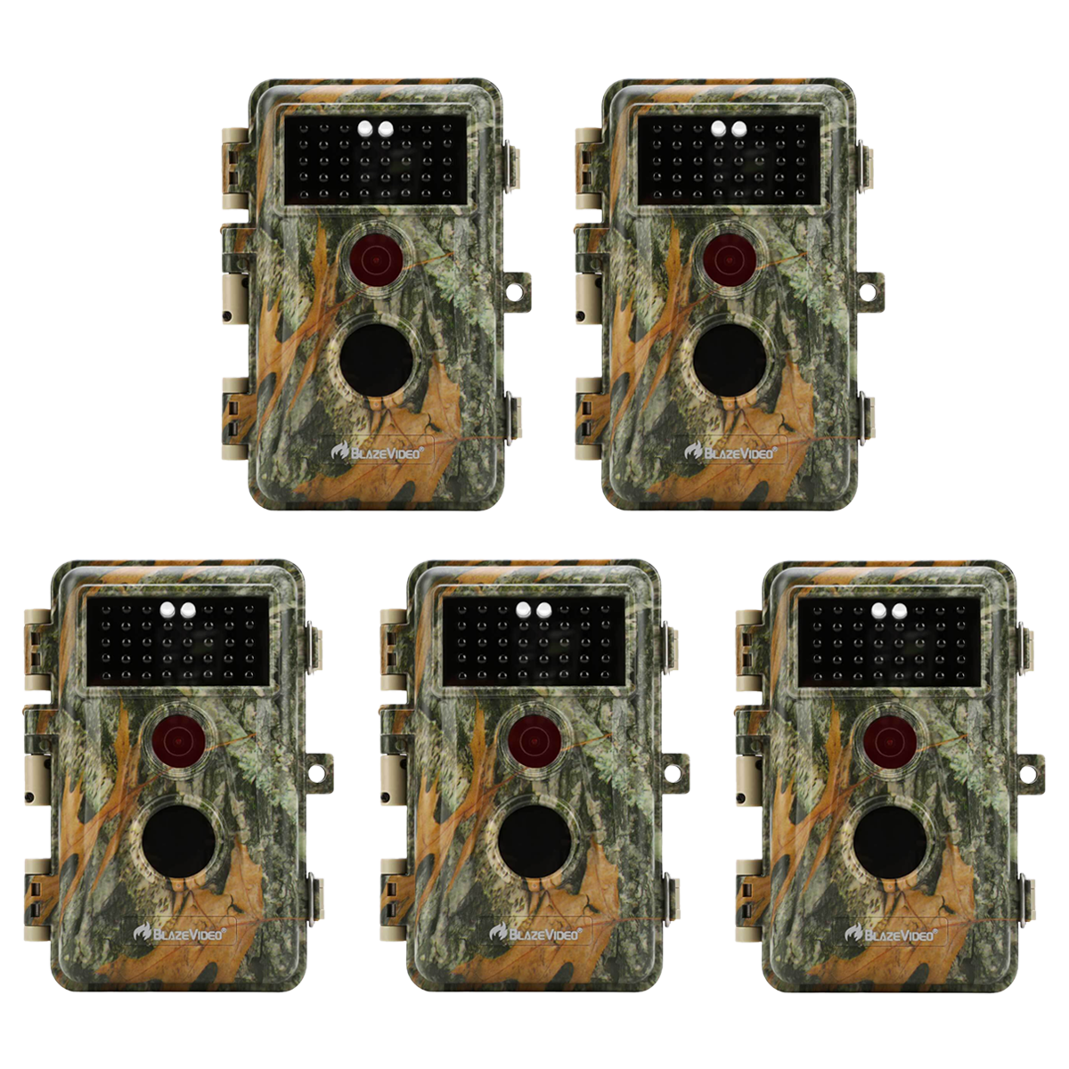 5-Pack 64MP Photo 1296P Video No Glow Game Trail Cameras & Stealthy Camouflage Field Tree Cams Night Vision Motion Activated Waterproof Time Lapse | A252 Matte Olive Drab