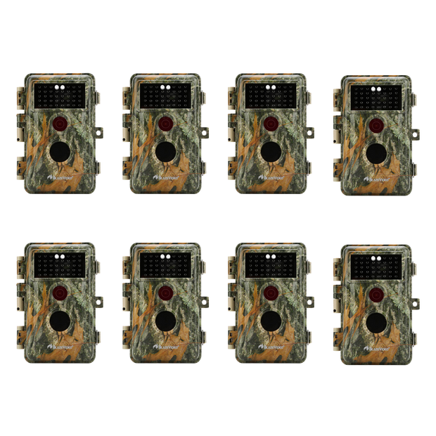 8-Pack Stealthy Camo Trail Wildlife & Backyard Field Cams 32MP 1296P Night Vision Invisible Infrared Motion Activated Waterproof Password Protected