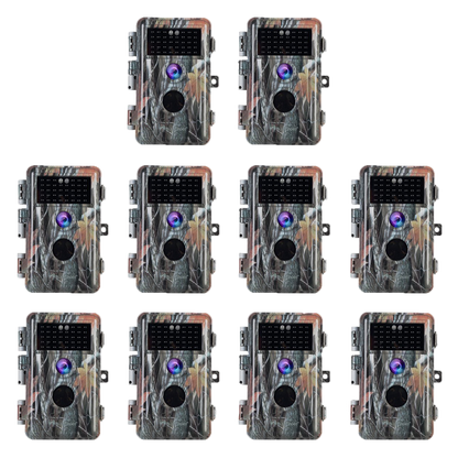 10-Pack 64MP 1296P Camo Trail Wildlife Game Cameras Night Vision Motion Activated Waterproof No Glow Infrared Photo & Video Model | A252 Driftwood Bark