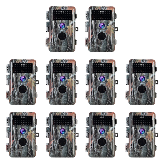 10-Pack 64MP 1296P Camo Trail Wildlife Game Cameras Night Vision Motion Activated Waterproof No Glow Infrared Photo & Video Model | A252 Driftwood Bark