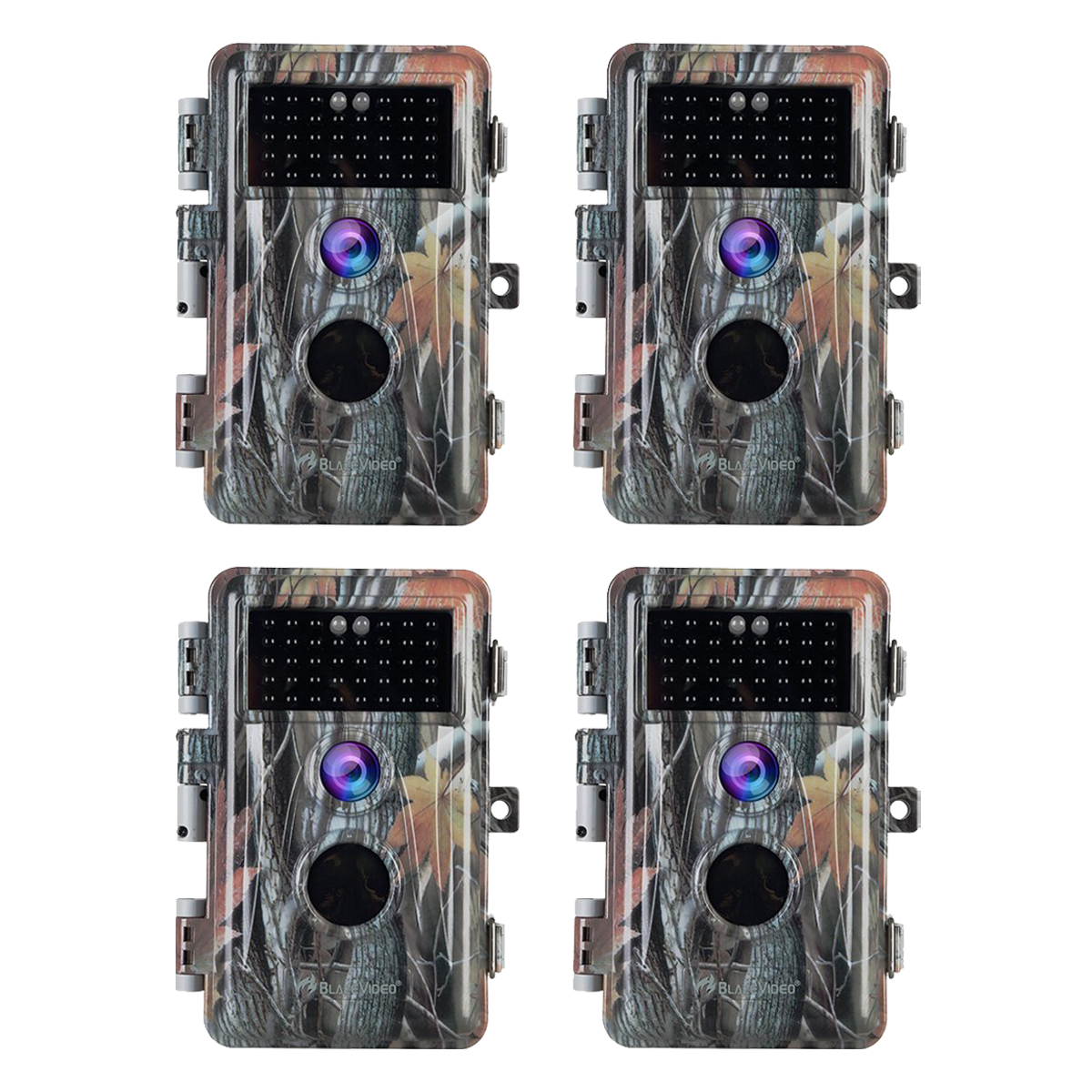 4-Pack Stealthy Game Trail Cameras 64MP 1296P No Flash Infrared Night Vision Motion Activated Waterproof for Observing & Home Security | A252 Driftwood Bark
