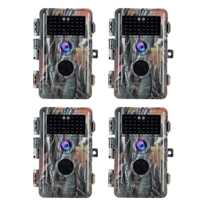 4-Pack Stealthy Game Trail Cameras 64MP 1296P No Flash Infrared Night Vision Motion Activated Waterproof for Observing & Home Security | A252 Driftwood Bark