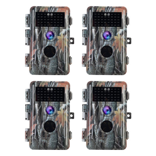 4-Pack Stealthy Game Trail Cameras for Observing & Home Security 64MP 1296P No Flash Infrared Night Vision Motion Activated Waterproof | A252 Driftwood Bark