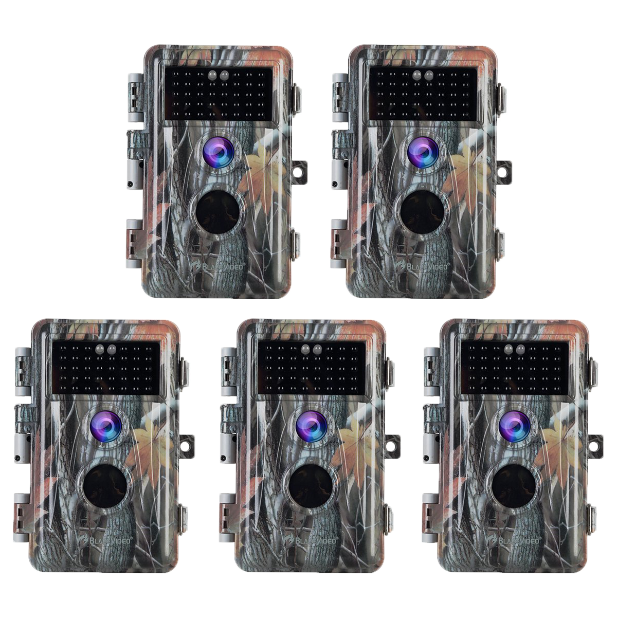 5-Pack 64MP 1296P Trail & Field Tree Cameras Stealthy Camouflage for Wildlife Deer Observing Invisible Infrared Night Vision Motion Activated Waterproof | A252 Driftwood Bark