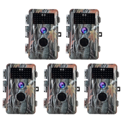 5-Pack 64MP 1296P Trail & Field Tree Cameras Stealthy Camouflage for Wildlife Deer Observing Invisible Infrared Night Vision Motion Activated Waterproof | A252 Driftwood Bark