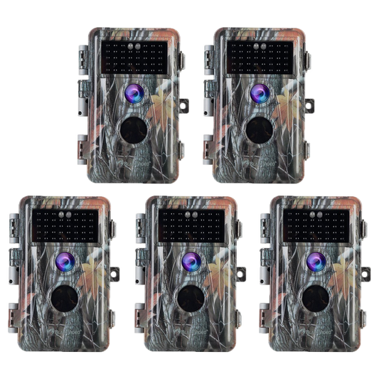 5-Pack 64MP 1296P Trail & Field Tree Cameras Stealthy Camouflage for Wildlife Deer Observing Invisible Infrared Night Vision Motion Activated Waterproof | A252 Driftwood Bark
