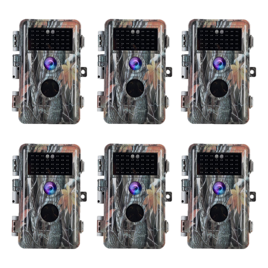 6-Pack 64MP 1296P Trail Wildlife & Backyard Field Tree Cameras No Glow Motion Activated Waterproof Night Vision Photo & Video Model Time Lapse | A252 Driftwood Bark