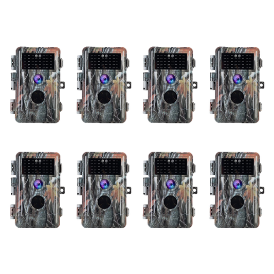 8-Pack 64MP 1296P Video No Glow Game & Trail Observing Deer Wildlife Cameras Night Vision Motion Activated IP66 Waterproof No Glow | A252 Driftwood Bark