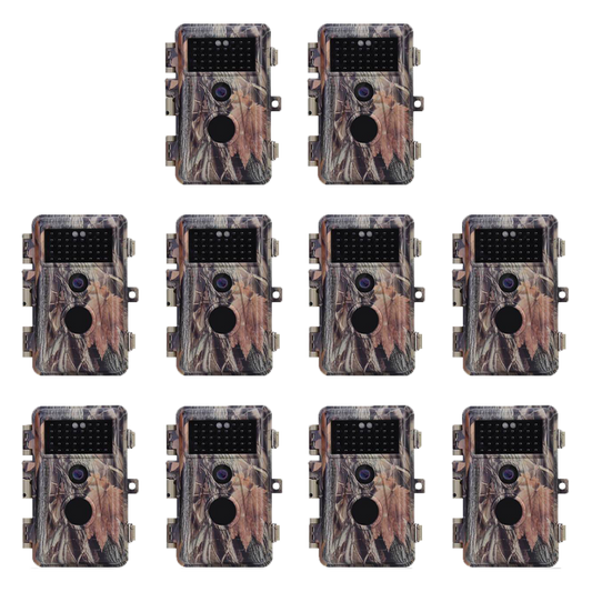 10-Pack 64MP 1296P Video No Glow Wildlife Game Trail Cameras for Observing & Home Security Motion Activated Waterproof Night Vision Time Lapse | A252