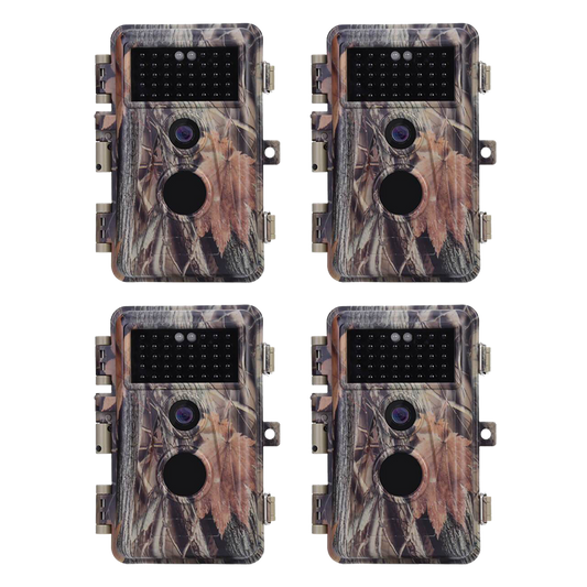 4-Pack Stealthy Camouflage Game Trail & Backyard Field Cameras 64MP 1296P No Glow Infrared Motion Activated Waterproof Photo and Video Model A252