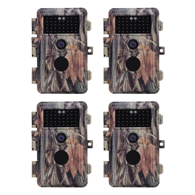 4-Pack Stealthy Camouflage Game Trail & Backyard Field Cameras 32MP 1296P No Glow Infrared Motion Activated Waterproof Photo and Video Model