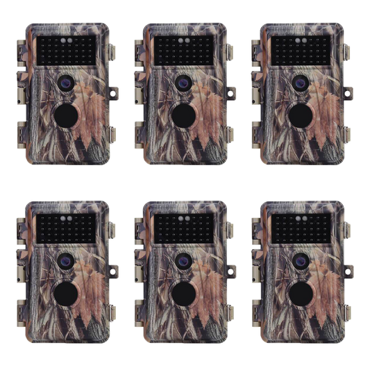 6-Pack 64MP Photo 1296P Video Wildlife Deer Observing & Stealthy Camouflage Backyard Field Tree Cameras Motion Activated Waterproof No Glow | A252