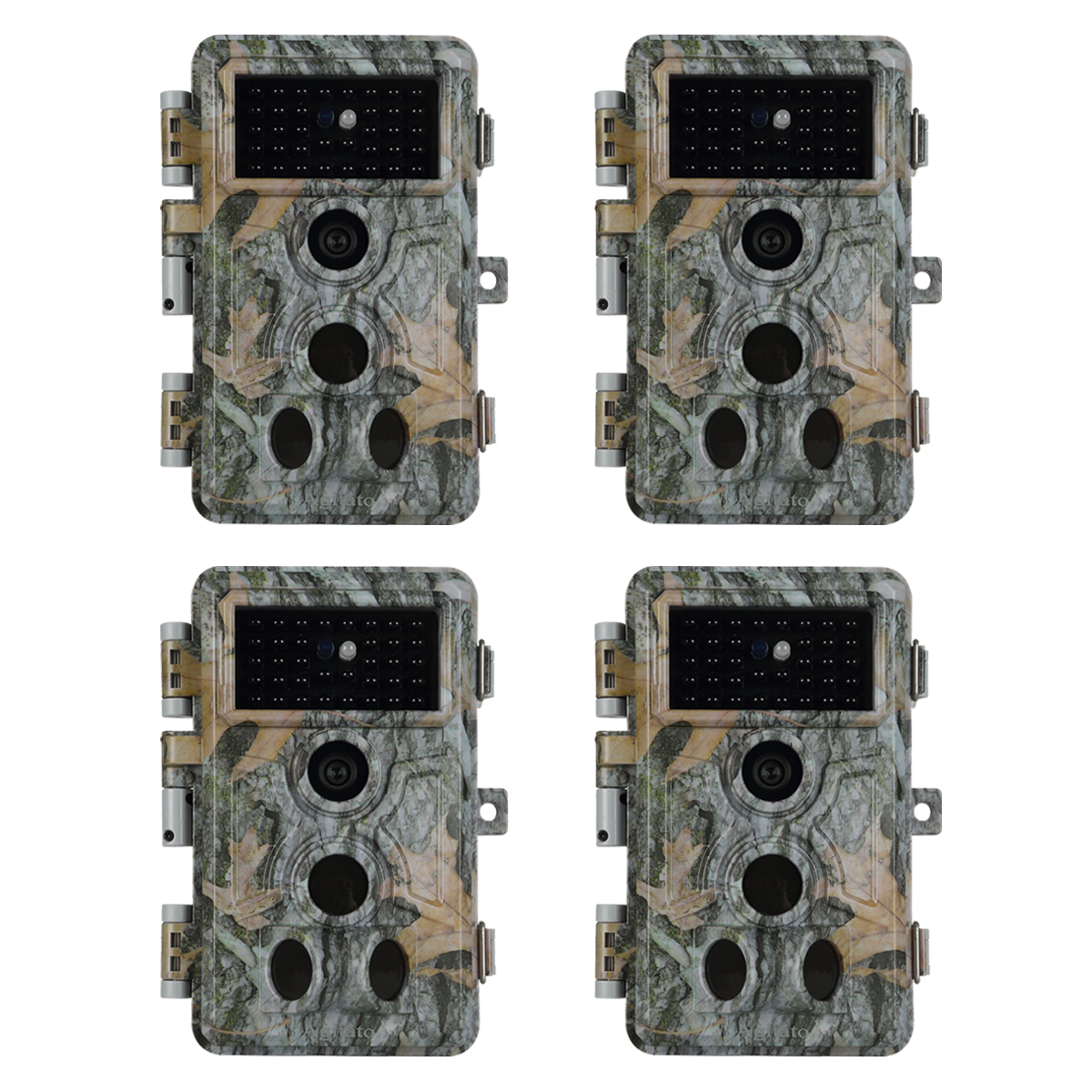 4-Pack Stealthy Camo Trail Observing & Game Deer Cameras 64MP 1296P Video HD 0.1s Trigger Time Motion Activated Waterproof No Glow Night Vision | A262 Driftwood Bark