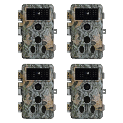 4-Pack Stealthy Camo Trail Observing & Game Deer Cameras 64MP 1296P Video HD 0.1s Trigger Time Motion Activated Waterproof No Glow Night Vision | A262 Driftwood Bark