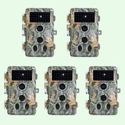 5-Pack Stealthy Camo Trail Observing & Game Deer Cameras HD 24MP 1296P Video 0.1s Trigger Time Motion Activated Waterproof No Glow Night Vision | A262