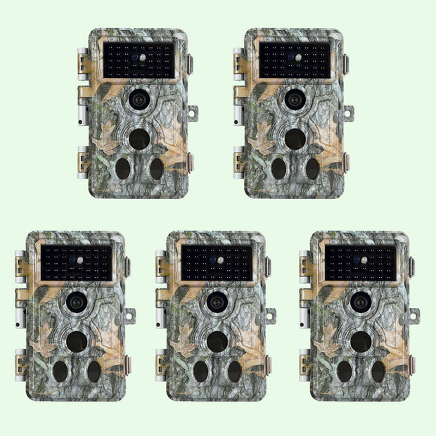5-Pack Stealthy Camo Trail Observing & Game Deer Cameras HD 32MP 1296P Video 0.1s Trigger Time Motion Activated Waterproof No Glow Night Vision | A262