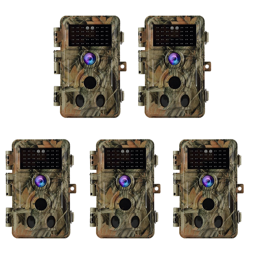 5-Pack  64MP 1296P Game Trail Deer Cameras Stealthy Camouflage for Observing & Home Security Waterproof Motion Activated No Flash Night Vision | A262 Matte Olive Drab