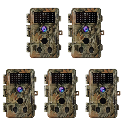 5-Pack  64MP 1296P Game Trail Deer Cameras Stealthy Camouflage for Observing & Home Security Waterproof Motion Activated No Flash Night Vision | A262 Matte Olive Drab