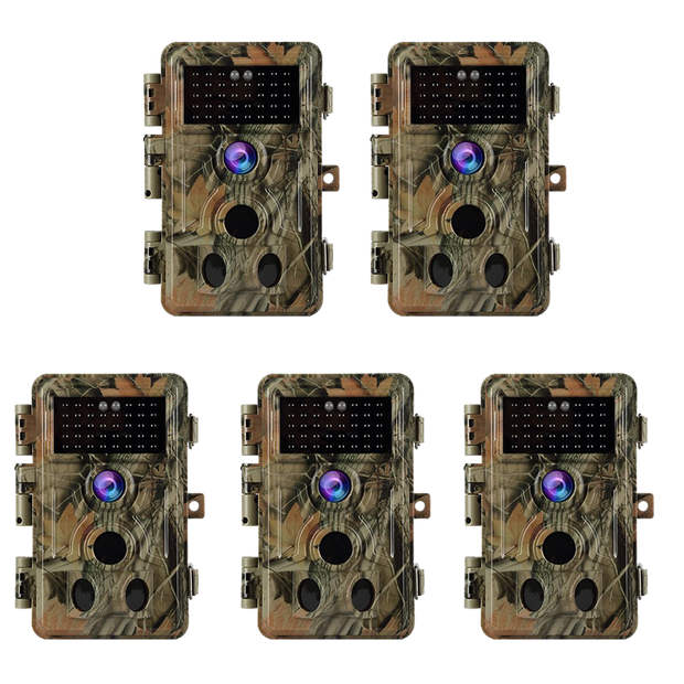 5-Pack Game Trail Deer Cameras Stealthy Camouflage for Observing & Home Security 24MP 1296P Waterproof Motion Activated No Flash Night Vision | A262