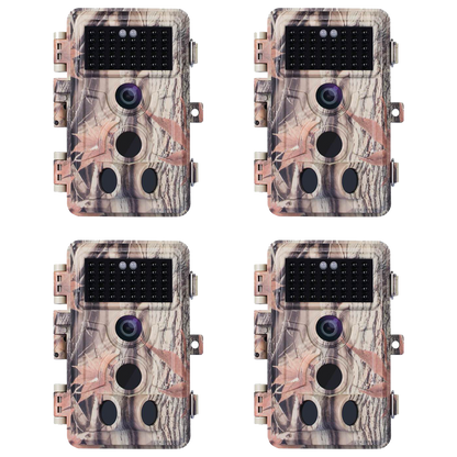 4-Pack 64MP 1296P Video Game Trail Observing Wildlife Cameras Night Vision No Glow 0.1S Trigger Motion Activated Stealthy Camouflage | A262