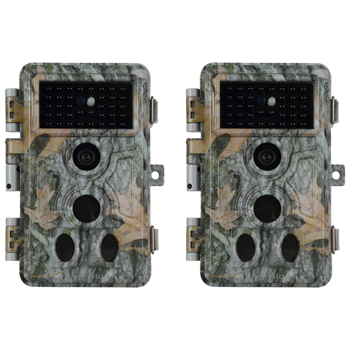 2-Pack Stealthy Camo Trail Observing & Game Deer Cameras 64MP 1296P Video HD 0.1s Trigger Time Motion Activated Waterproof No Glow Night Vision for Backyard Security | A262 Driftwood Bark