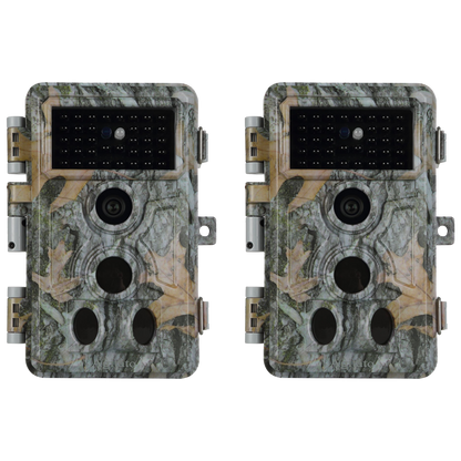 2-Pack Stealthy Camo Trail Observing & Game Deer Cameras 64MP 1296P Video HD 0.1s Trigger Time Motion Activated Waterproof No Glow Night Vision for Backyard Security | A262 Driftwood Bark