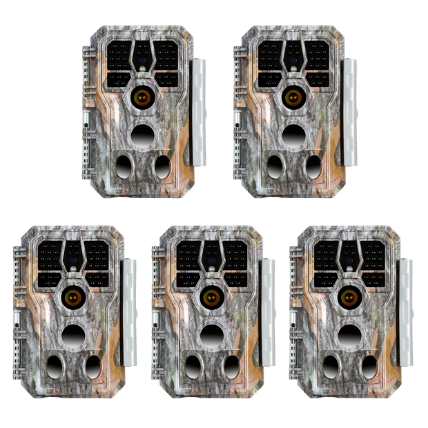 5-Pack A280 Trail Game Deer Cameras 24MP Photo 2304x1296P Full HD Video 100ft Night Vision No Glow 0.1S Trigger Motion Activated Waterproof