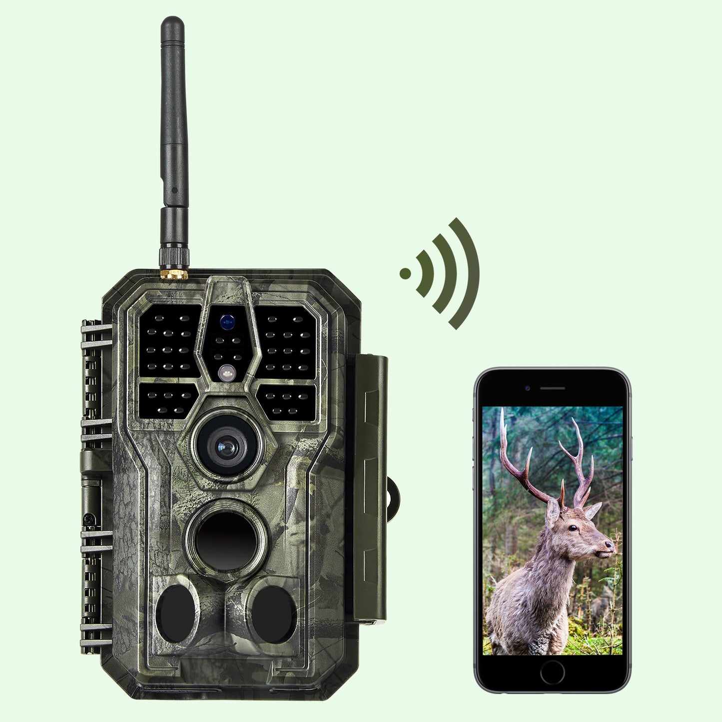 Bluetooth WIFI Trail Cameras 64MP 1296P for Wildlife Observing & Home or Backyard Security Night Vision Motion Activated Waterproof | A280W Matte Olive Drab