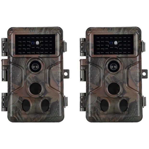 2-Pack Game Trail Deer Cameras Wildlife Cams 32MP 1296P MP4 Video 100ft Night Vision Motion Activated 0.1S Trigger Speed Waterproof No Glow A323