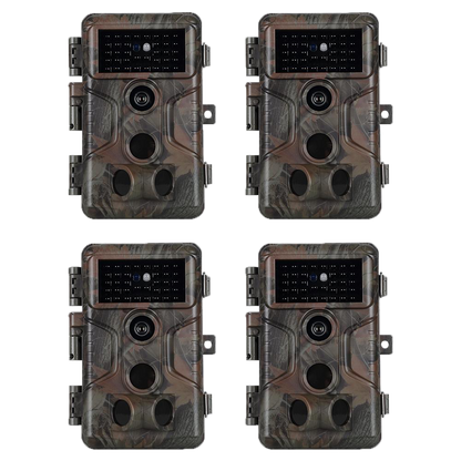 4-Pack 64MP 1296P Stealthy Camo Game Trail Deer Cameras 100ft Night Vision Motion Activated 0.1S Trigger Speed Waterproof No Glow Infrared Time Lapse | A323 Oak Brown