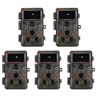 5-Pack 64MP Photo 1296P Video Camouflage Game Trail & Deer Cameras with 100ft Night Vision Motion Activated 0.1S Trigger Speed Waterproof No Glow ｜A323 Oak Brown