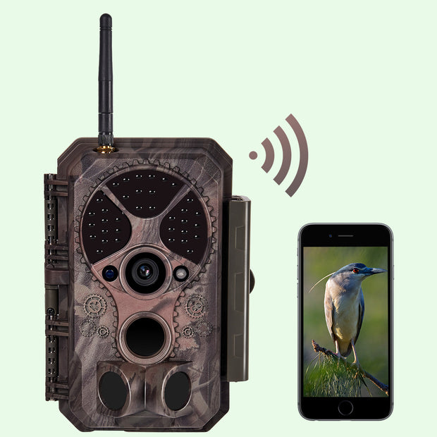 Bluetooth WIFI Game & Trail Camera Security Camera 32MP Picture 1296P Video Black Flash Wildlife Cam Night Vision Motion Activated Waterproof | A350W Red