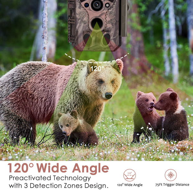 Bluetooth WIFI Game & Trail Camera Security Camera 32MP Picture 1296P Video Black Flash Wildlife Cam Night Vision Motion Activated Waterproof | A350W Red