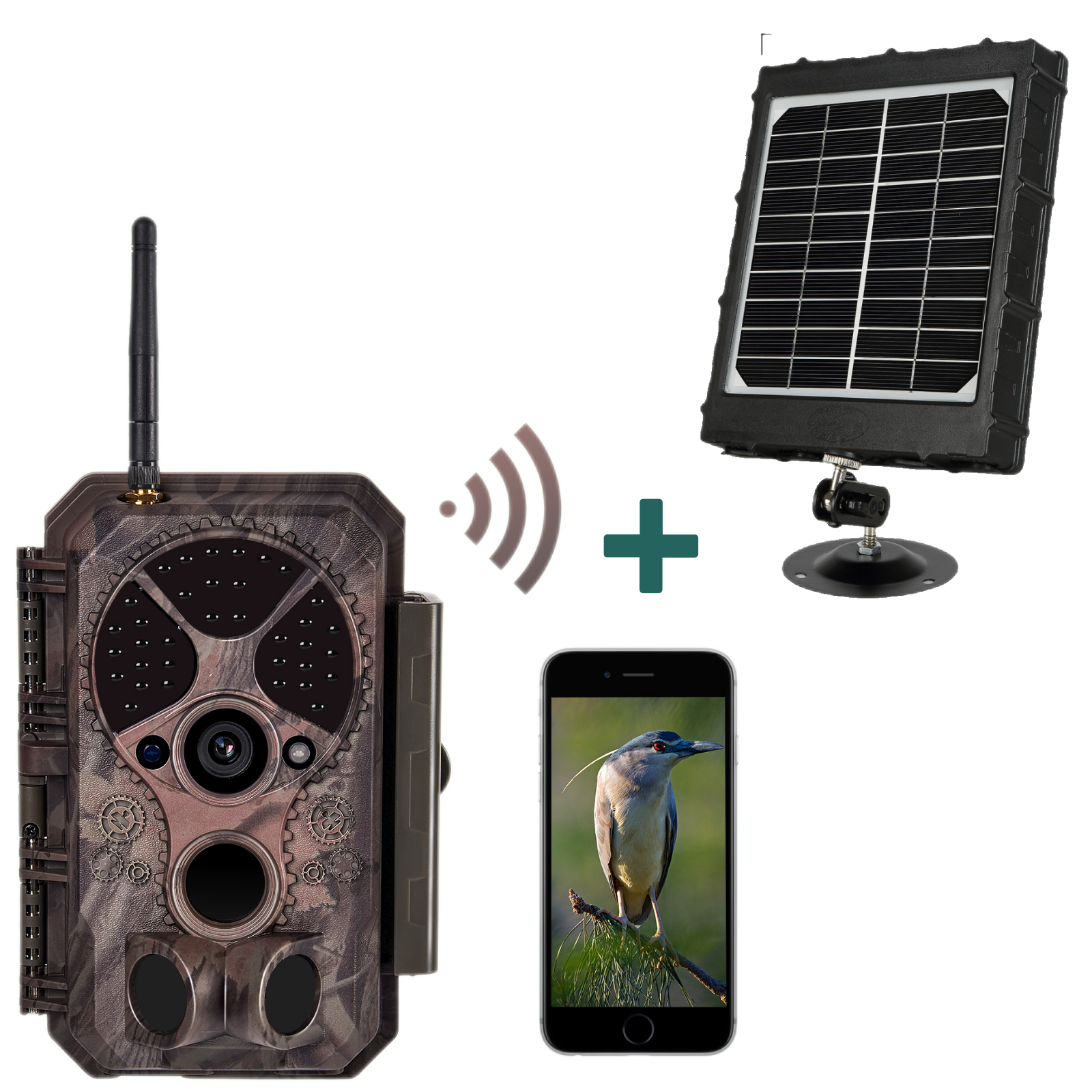 Bundle of Solar Panel and Bluetooth WIFI Game Camera 32MP 1296P Black