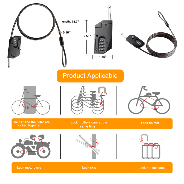 Game Trail Camera Lock Security Lock Password Cable Chain Lock, Metal Protective Lock for Bike Wildlife Cameras Indoor Outdoor