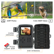 Wildlife Trail Camera with Low Glow Night Vision 0.3S Trigger Motion Activated 20MP 1296P IP65 Waterproof for Observing & home security | DL2Q