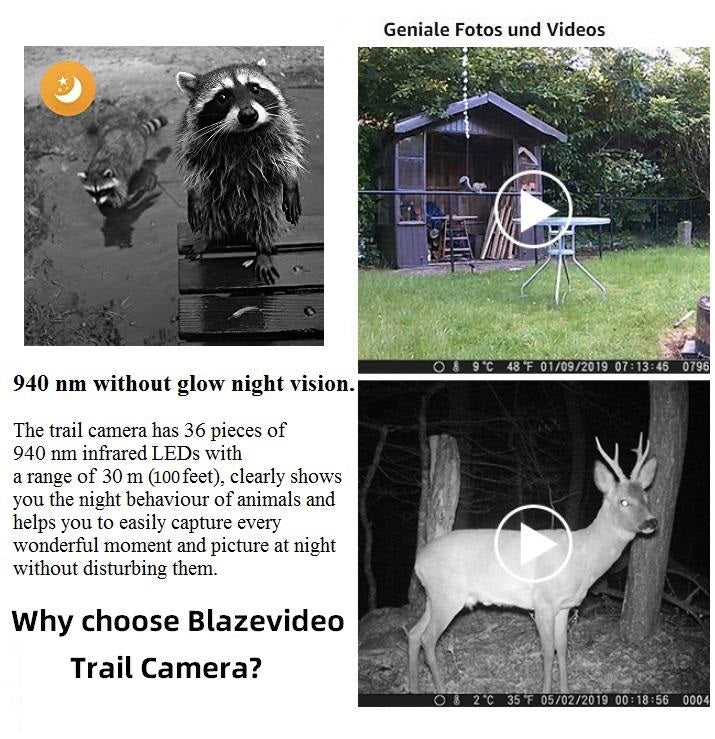 Trail Deer Camera 64MP 1296P 100ft Night Vision Motion Activated 0.1S Trigger Speed No Glow Waterproof for Wildlife Observing & Backyard Security | A323 Oak Brown