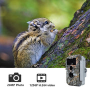 Wireless Bluetooth WiFi Game Trail Deer Camera 24MP 1296P Night Vision No Glow Motion Activated Stealthy Camouflage for Wildlife Observation, Home Security | W600