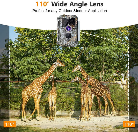 Wireless Bluetooth WiFi 64MP 1296P Game Trail Deer Camera Night Vision No Glow Motion Activated Stealthy Camouflage for Wildlife Observation, Home Security | W600 Driftwood Bark