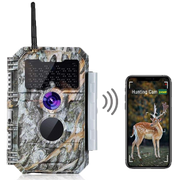 Wireless Bluetooth WiFi Game Trail Deer Camera 32MP 1296P Night Vision No Glow Motion Activated Stealthy Camouflage for Wildlife Observation, Home Security | W600