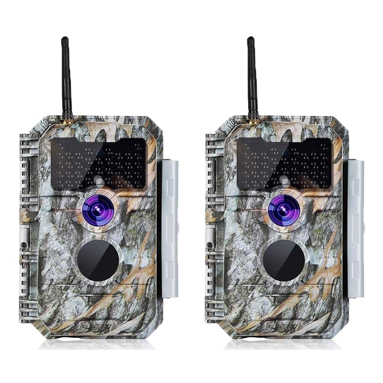 2-Pack Wireless Bluetooth WiFi 64MP 1296P Video Game Trail Deer Camera Night Vision No Glow Motion Activated Waterproof Photo & Video Model | W600 Driftwood Bark