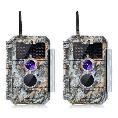 2-Pack Wireless Bluetooth WiFi 64MP 1296P Video Game Trail Deer Camera Night Vision No Glow Motion Activated Waterproof Photo & Video Model | W600 Driftwood Bark